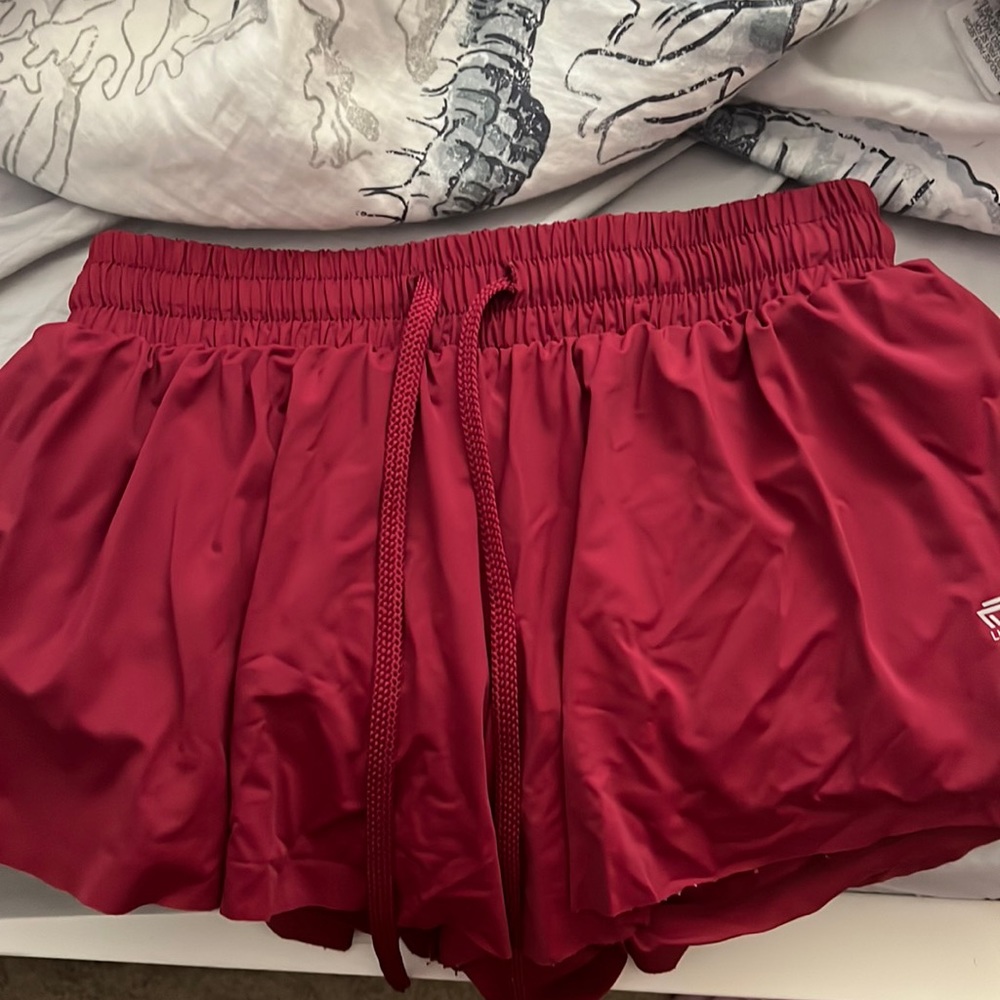 Red flowy shorts